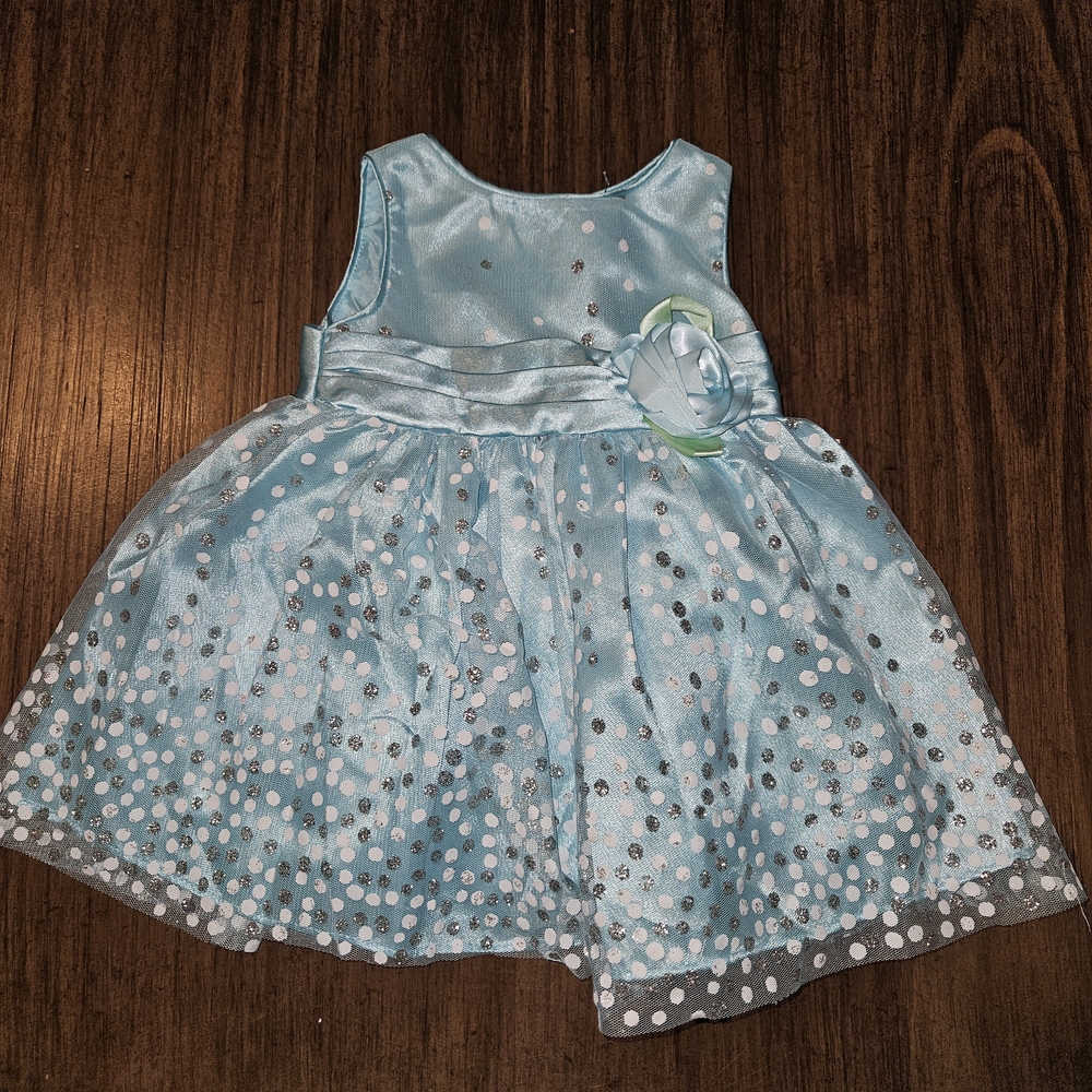 Youngland Aqua and Silver Sparkle Dress